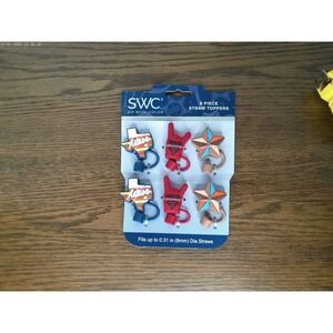 SWC Sip With Color 6 Piece Texas Themed Straw Topper Set